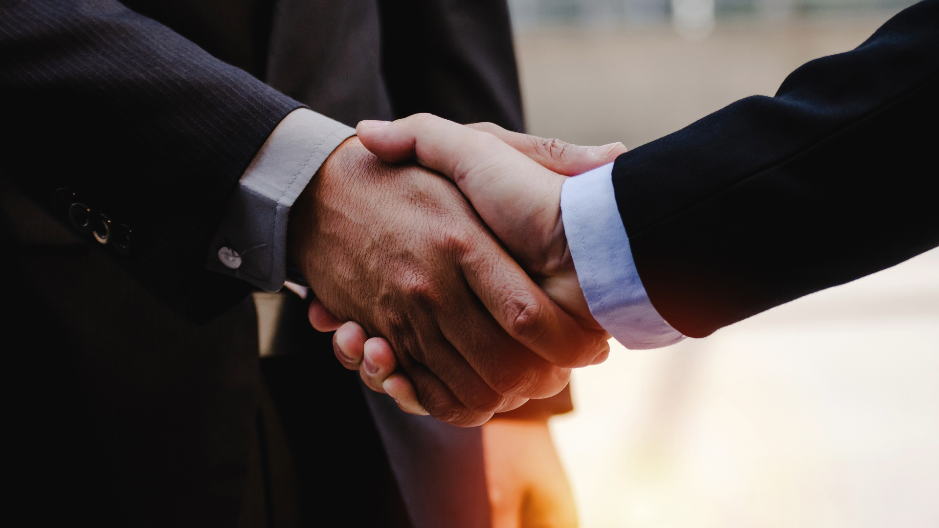 Zwei Geschäftsmänner, die sich die Hände schütteln